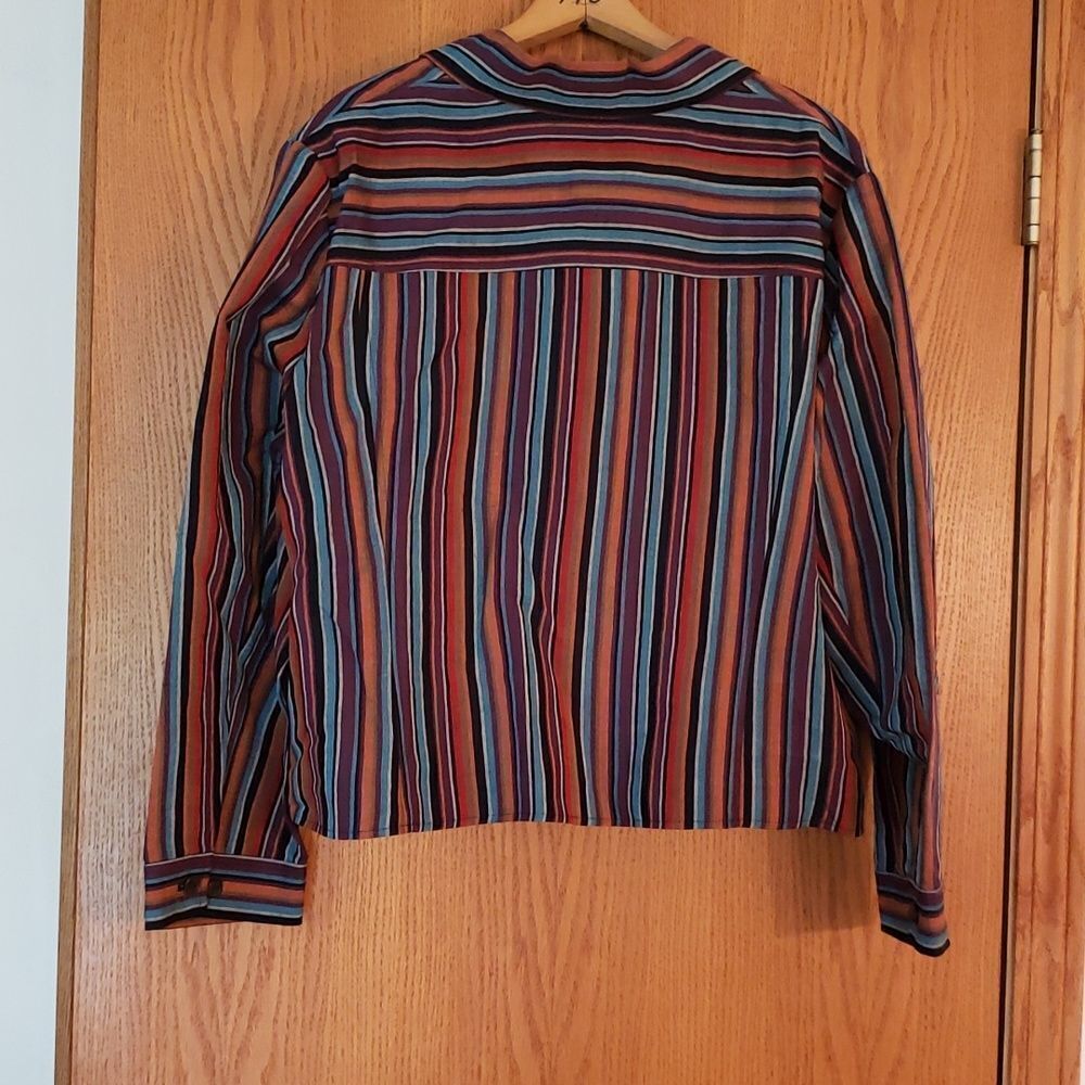 Very Nice Evan-Picone Lightweight Striped Button Up Jacket Sz L - Picture 2 of 5